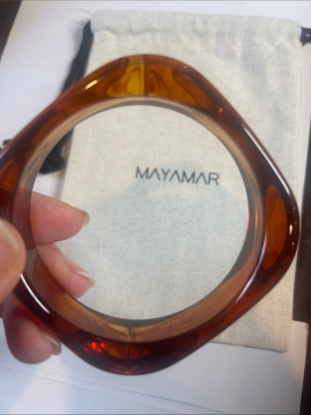 Square Tortoiseshell Resin Bangle Bracelet - Brown by Mayamar - Picture 3 of 6